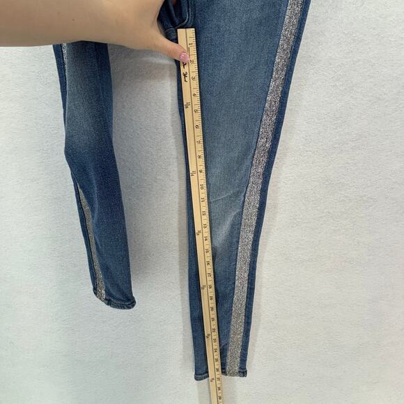 7 for all Mankind the High Waist Super Skinny Jean Silver Glitter Stripe size 24 - Picture 13 of 15